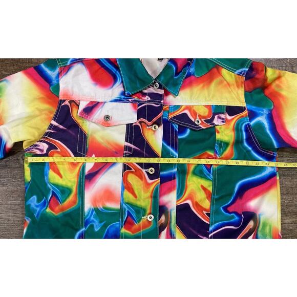Spoon Jeans Paint Swirl Print Denim Jacket Womens Size 3XL Psychedelic New - Picture 7 of 14